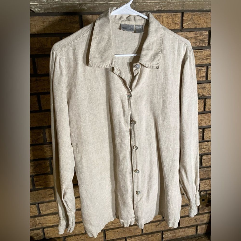 Chicos long sleeve linen‎ button down